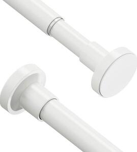 Dvě výsuvné tyče na závěsy - Upevnění stisknutím, bez nutnosti vrtání - Nastavitelná pružina - Bílá barva, délka 46-71 cm - Ideální pro okna, sprchy a koupelny