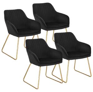 Jídelní židle – sada 4 kusů – sametové potahy – pohodlné židle – kovové nožky – ergonomický design