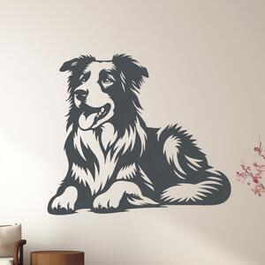 Dřevěná dekorace psa BORDER COLLIE | Rozměry (cm): 40x34 | Zvolte barvu dekoru: Antracitová