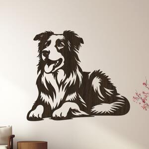 Dřevěná dekorace psa BORDER COLLIE | Rozměry (cm): 40x34 | Zvolte barvu dekoru: Wenge