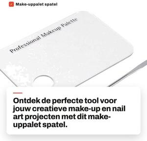 Paleta na make-up, akryl, 15 x 10 cm - Špachtle, nerezová ocel - Kosmetická paleta pro míchání - Manikúra - Čisté a rychlé míchání