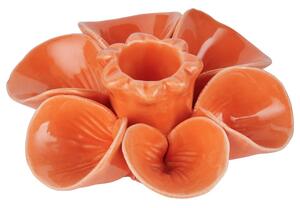BLOSSOM Svícen na dlouhou svíčku květ - oranžová