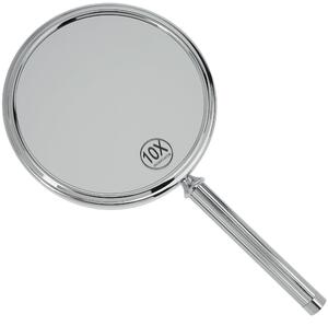 Kosmetické zrcátko Oboustranné - 10x zvětšení - Chromované stříbro - Ø 16 cm - Ruční zrcátko