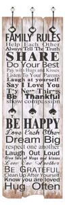 Nástěnný věšák na kabáty FAMILY RULES s 6 háčky 120 x 40 cm