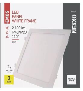 Emos lighting LED zápustný panel NEXXO, 30cm, 25W, čtvercový, bílý Barva: Bílá, Chromatičnost: 3000K