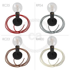 Creative cables Spostaluce metallo 90°, černý nastavitelný zdroj světla s textilním kabelem a bočními otvory Barva kabelu: Bílo-černá - RP04