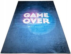 Koberec DIGITAL GAMING GAME OVER GAMING 120x180 pro teenagera tmavě modrý