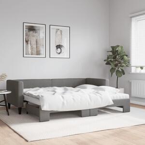 Válenda s přistýlkou a matracemi tmavě šedá 80 x 200 cm textil 3196592