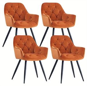 Jídelní židle s měkkým sametovým potahem a robustními kovovými nohami – ergonomický komfort sezení