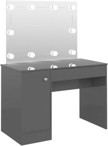 Pracovní stůl s LED osvětlením, rozměry 110x55x145 cm, materiál MDF, šedá barva, moderní styl