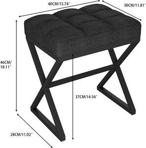 Konferenční stolek – Podnožka – Stolek na líčení – Kovové nohy ve tvaru X – 40 x 30 x 46 cm – Černá barva