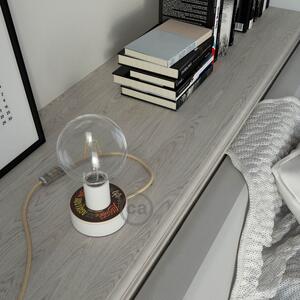 Creative cables Svítidlo posaluce mini-ufo s oboustranným dřevěným diskem z kolekce pemberley pond s textilním kabelem, vypínačem a zástrčkou Barva: Pessoa+Balzac