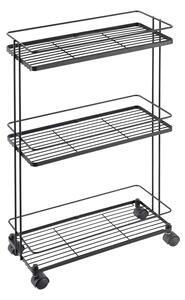 Matně černý ocelový pojízdný regál 38x62x16 cm Lava – Metaltex
