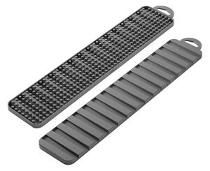 Šedá plastová odkapávací podložka na nádobí 42x8 cm Gravity – Metaltex