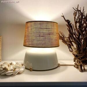 Creative cables Keramická stolní lampa coppa se stínidlem Athena, s textilním kabelem, vypínačem a dvoupólovou zástrčkou Barva: Lesklá bílá-juta