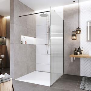 Mereo Sprchová stěna WALK IN, Novea, 100 x 200 cm, black ALU, sklo Line CK10603HBL