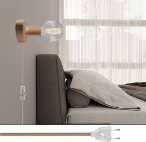 Creative cables Spostaluce, nástěnná dřevěná lampa s vypínačem a zástrčkou Barva: Neutrální-Rn06