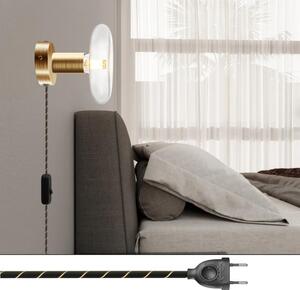 Creative cables Spostaluce, nástěnná kovová lampa s vypínačem a zástrčkou Barva: Černá
