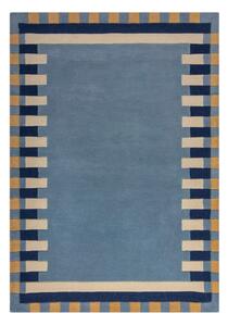 Modrý ručně tkaný vlněný koberec 120x170 cm Kai Wool Border – Flair Rugs