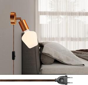 Creative cables Spostaluce, nástěnná kovová lampa s nastavitelným kovovým kloubem, vypínačem a zástrčkou Barva: Černá