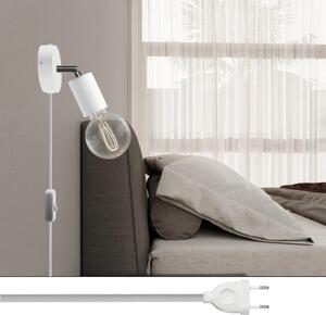 Creative cables Spostaluce, nástěnná kovová lampa s nastavitelným kovovým kloubem, vypínačem a zástrčkou Barva: Bílá