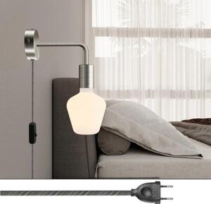 Creative cables Spostaluce, nástěnná kovová lampa s prodloužením do tvaru l s vypínačem a zástrčkou Barva: Matný bronz