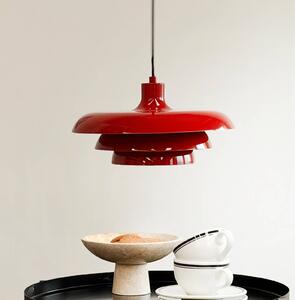 Dyberg Larsen Závěsné světlo Ava, tmavě červené, kov, Ø 31 cm, stmívatelný, Červená, Obývací pokoj / jídelna, kov, Design