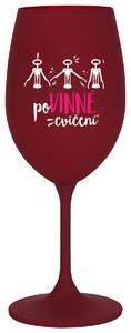 POVINNÉ CVIČENÍ - bordó sklenice na víno s potiskem 350 ml