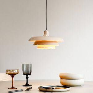 Dyberg Larsen Závěsné světlo Ava, béžové, kov, Ø 31 cm, stmívatelný, Krémová / jantar, Obývací pokoj / jídelna, kov, Design