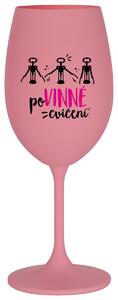 POVINNÉ CVIČENÍ - růžová sklenice na víno s potiskem 350 ml