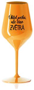 ÚKLID POČKÁ, ALE VÍNO ZVĚTRÁ - oranžová nerozbitná sklenička na víno 470 ml