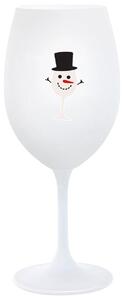 SNĚHULÁČEK - bílá vtipná sklenička na víno 350 ml