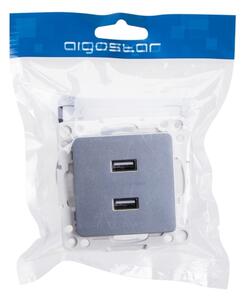 Aigostar - USB napájecí zásuvka bez rámečku 2x USB-A stříbrná