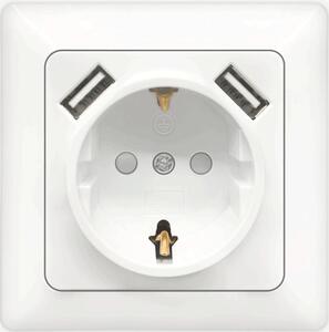 Aigostar - Domovní zásuvka SCHUKO 250V + 2x USB s rámečkem bílá