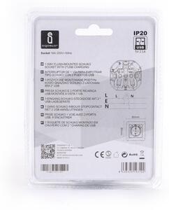 Aigostar - Domovní zásuvka SCHUKO 250V + 2x USB s rámečkem bílá
