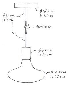 Creative cables Závěsná lampa s textilním kabelem, kovovými detaily a 7cm kabelovou průchodkou Barva: Bílá-měď