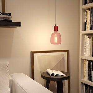 Creative cables Závěsná lampa s textilním kabelem a koženými detaily Barva: Bordo