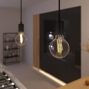 Creative cables Závěsná lampa s textilním kabelem a jednobarevnými kovovými detaily Barva: Černá