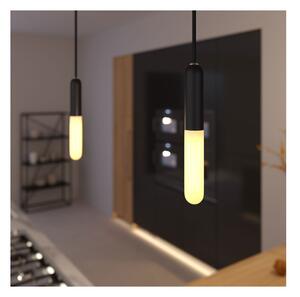 Creative cables Závěsná lampa s textilním kabelem, objímkou e14 p-light s kovovými detaily Barva: Černá