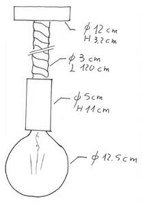 Creative cables Závěsná lampa s 3XL 30mm lanovým kabelem, lakované dřevěné detaily Barva: Černá