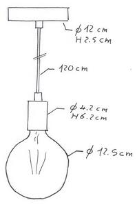 Creative cables Závěsná lampa s textilním elektrickým kabelem a kovovými detaily Barva: Matný chrom
