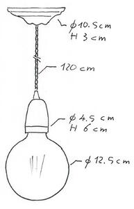 Creative cables Závěsná lampa s se spirálovým textilním kabelem a porcelánovými detaily Barva: Černá