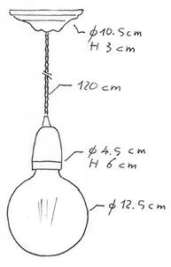Creative cables Závěsná lampa se spirálovým textilním kabelem a bílými detaily z porcelánu Barva: Bílá-Tc43