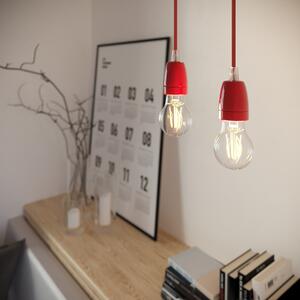 Creative cables Závěsná lampa s textilním kabelem a barevnými detaily z porcelánu Barva: Bílá