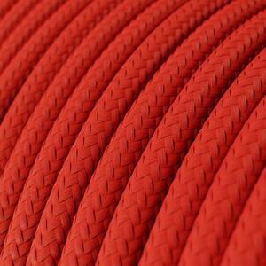 Creative cables Závěsná lampa s textilním kabelem a barevnými detaily z porcelánu Barva: Červená