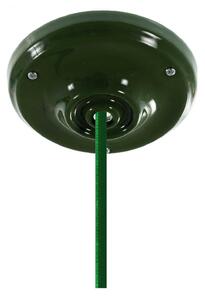 Creative cables Závěsná lampa s textilním kabelem a barevnými detaily z porcelánu Barva: Zelená