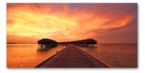 Foto obraz skleněný horizontální Maledivy bungalovy osh-80965646