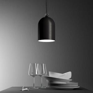 Creative cables Závěsná lampa s textilním kabelem a keramickým stínidlem mini zvon XS Barva: Betonový efekt-bílá