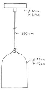 Creative cables Závěsná lampa s textilním kabelem a keramickým stínidlem mini zvon XS Barva: Černá-bílá