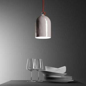 Creative cables Závěsná lampa s textilním kabelem a keramickým stínidlem mini zvon XS Barva: Lesklá bílá